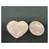 2 rose quarts heart and oval