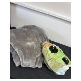 Yoda blanket yoda size with gray throw blanket
