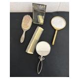 collection of vintage vanity items, including a
