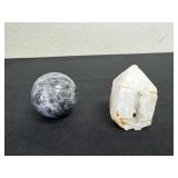 polished white quartz and polished gray feldspar