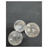 3 quartz crystal spheres