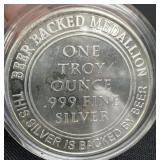Beer medallion.999 silver round