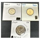 Proof set 1959 ï¿½ P penny 1964 ï¿½ P nickel and 1969