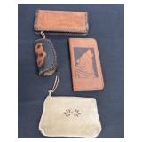 4 leather wallets and coin purses