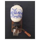 Vintage Delft blue wall mounted coffee grinder
