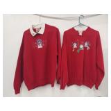 Two vintage size large Christmas sweaters see