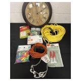Clock, command strips, super glue and index cards