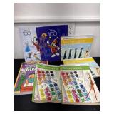Group of mathematic books, folders, and Minecraft