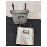 Two 8ï¿½ metal vintage galvanized metal storage bin