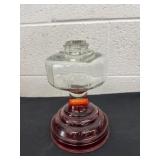 vintage ruby red and clear glass kerosene oil