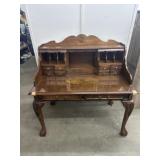 Vintage Wooden Secretary Desk with Glass top
