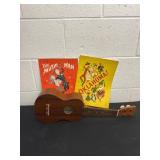 Wood ukulele, soprano handcrafted with sheet music