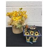 6ï¿½ candle holder house with fake floral