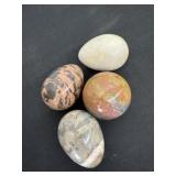 4 decorative polished stone eggs