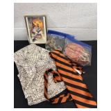 Spider web table cloth and banners and tie