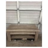 19 1/2 X 47 1/2 X 23 wooden coffee table wheels
