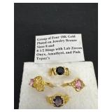 Group of 4- 18 K gold plated on jewelry bronze