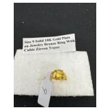 Size 9, solid 18 K gold plate on jewelry bronzing