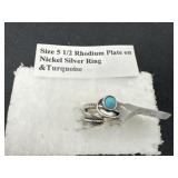 Size 5.5 rhodium plate on nickel silver ring and