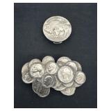 Fake vintage coin cluster belt buckle And 5 cent