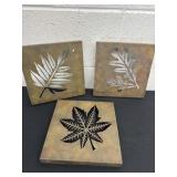Three 8ï¿½x8ï¿½ metal leaf wall decor