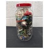 7 inch jar of miscellaneous jewelry