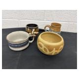 Group of pottery cups and bowl