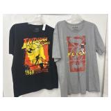 Indiana Jones size L and Flash size 3XL T shirts