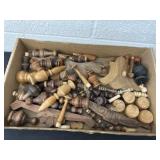 Box of furniture and craft wood pieces