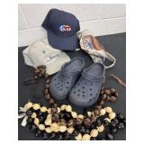 Two hats size 4 crocs with panda