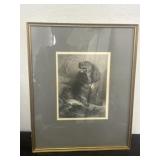 Beautiful Vintage Dog artwork 21x17 see pics