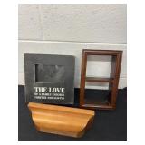 Two shelves with the love box picture frame