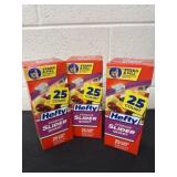 Three boxes of hefty slider quart bags, 25 per