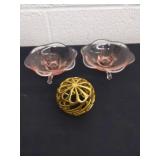 Pair of vintage paint glass footed candlestick