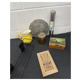Wooden box ceramic yellow, pitcher, royal oil