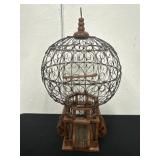 Wire Wooden Unique Birdcage 22in tall