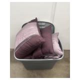 Brown queen/full comforter plus decor, pillows,