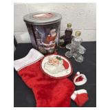 Group of Christmas items, gingerbread bottles,