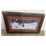 Vintage Native Snow Horse Artwork Framed 26x16