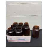 9 vintage amber brown glass jar
