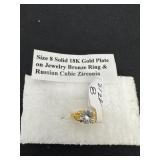 Size 8, solid 18 K gold plate on jewelry, bronze