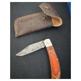 3ï¿½Damascus pocket knife with sheath