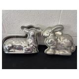 Vintage aluminum cow and bunny cake molds