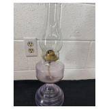 18ï¿½ purple Glass hurricane oil lamp, missing Q