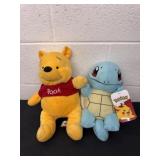 Pokï¿½mon Squirtle plush with Pooh plush