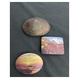 Leather belt buckle with 2 scene belt buckles