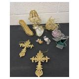 Group of angel ornaments with cross, ornaments,