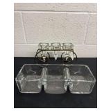 12ï¿½ glass compartment dish with 6ï¿½ candle holder