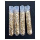 Four 2.5ï¿½ vials of gold flakes