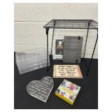 Metal locker stand with drawers and home decor